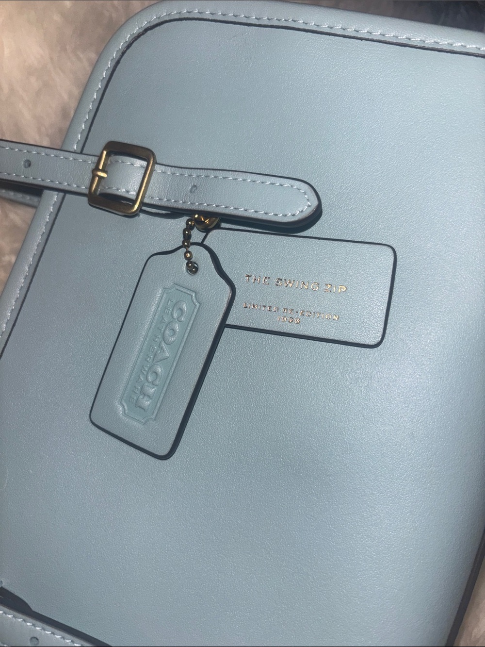 Coach Light Blue Tote Swing Zip Bag - Picture 3 of 5